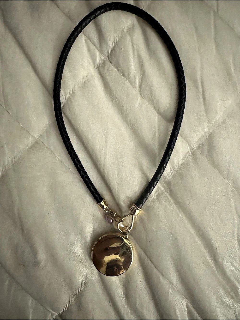Black Braided Cord Pendant Necklace - Picture 2 of 2